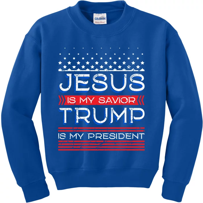 Jesus Is My Saviour Trump Is My President Inspirational Gift Kids Sweatshirt