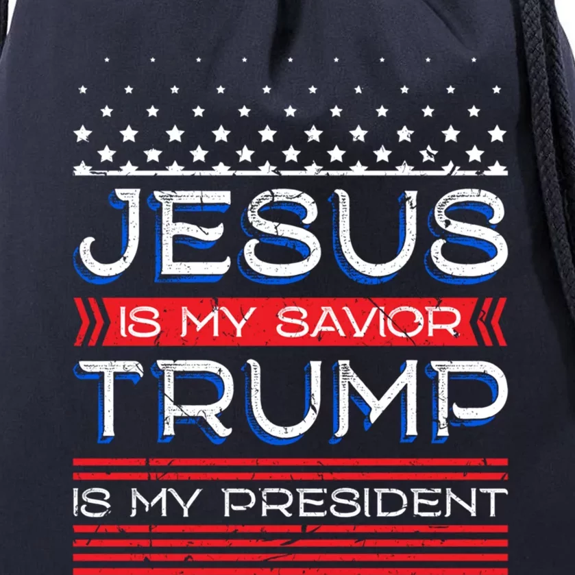 Jesus Is My Saviour Trump Is My President Inspirational Gift Drawstring Bag