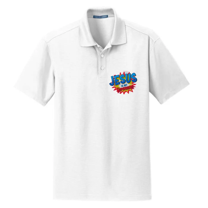 Jesus Is My Superhero Dry Zone Grid Performance Polo