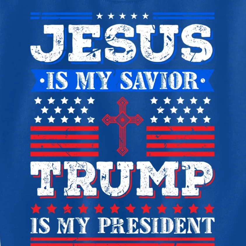 Jesus Is My Saviour Trump Is My President Patriotic American Cool Gift Kids Sweatshirt