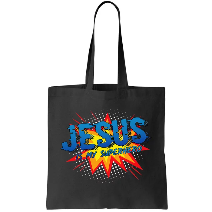 Jesus Is My Superhero Cute Powerful Christian Gift Comic Tote Bag