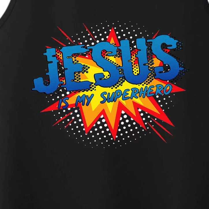 Jesus Is My Superhero Cute Powerful Christian Gift Comic Performance Tank