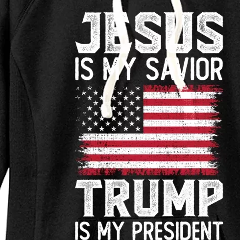 Jesus Is My Savior Trump Is My President Gift Women's Fleece Hoodie