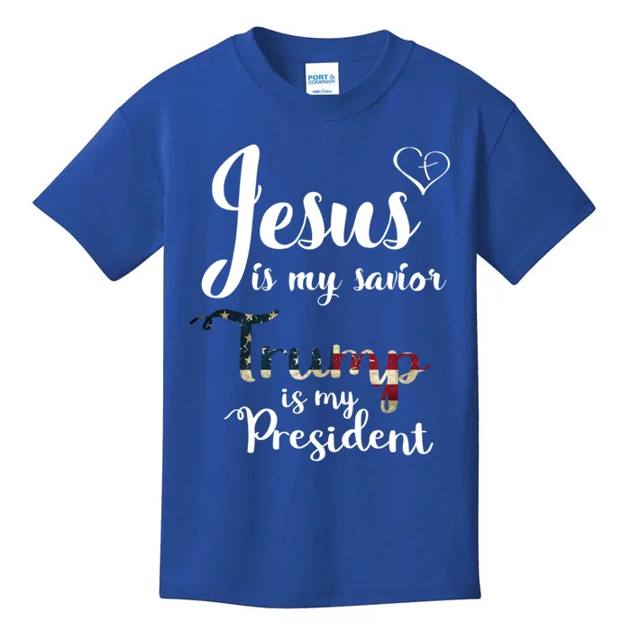 Jesus Is My Savior Trump Is My President Gift Kids T-Shirt