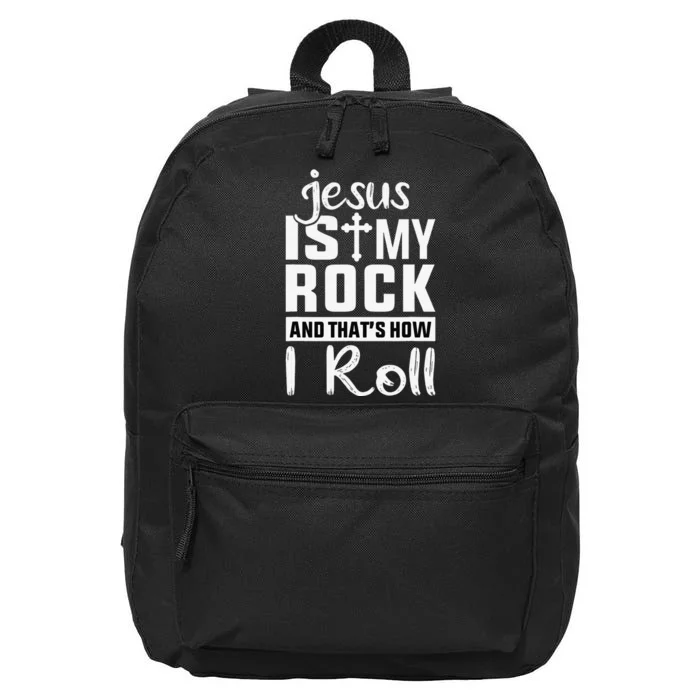 Jesus Is My Rock Baptism Adults Funny 16 in Basic Backpack