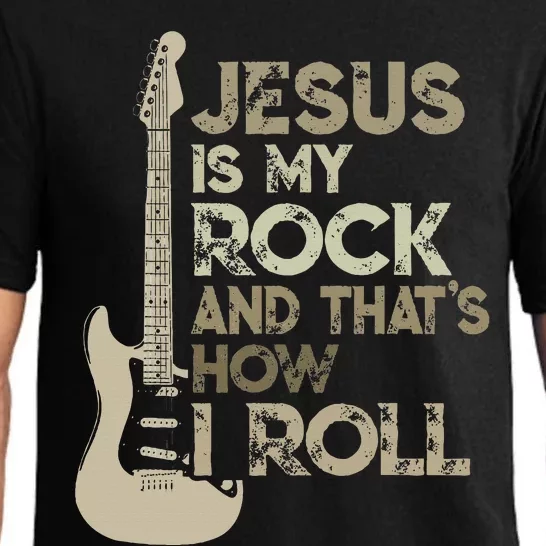 Jesus Is My Rock And That Is How I Roll Christian Guitarist Pajama Set