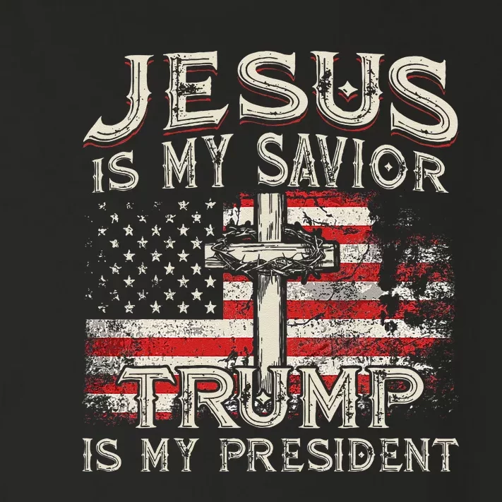 Jesus Is My Savior Trump Is My President American Flag Toddler Long Sleeve Shirt