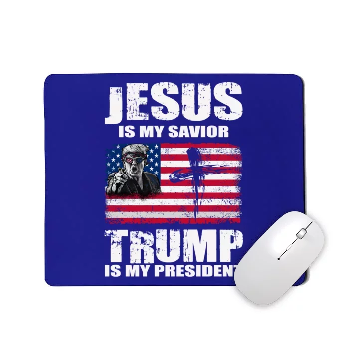 Jesus Is My Savior Trump Is My President Trump 2024 Usa Flag Gift Mousepad