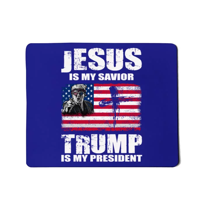 Jesus Is My Savior Trump Is My President Trump 2024 Usa Flag Gift Mousepad