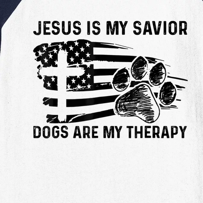 Jesus Is My Savior Dogs Are My Therapy Thanksgiving Day Baseball Sleeve Shirt