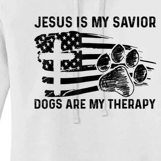 Jesus Is My Savior Dogs Are My Therapy Thanksgiving Day Women's Pullover Hoodie