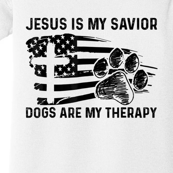 Jesus Is My Savior Dogs Are My Therapy Thanksgiving Day Baby Bodysuit