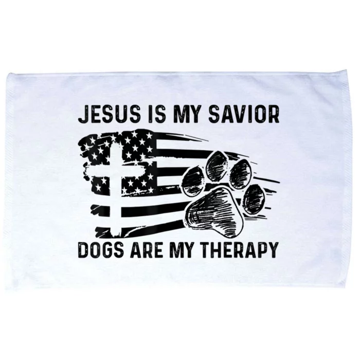 Jesus Is My Savior Dogs Are My Therapy Thanksgiving Day Microfiber Hand Towel