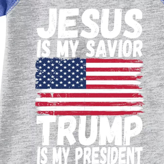 Jesus Is My Savior Trump Is My President Republican Gift Meaningful Gift Infant Baby Jersey Bodysuit