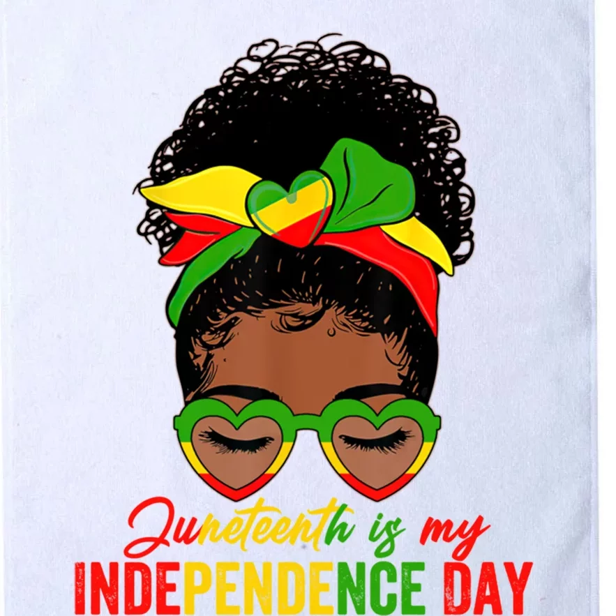 Juneteenth Is My Independence Day Black Messy Bun Gift Platinum Collection Golf Towel