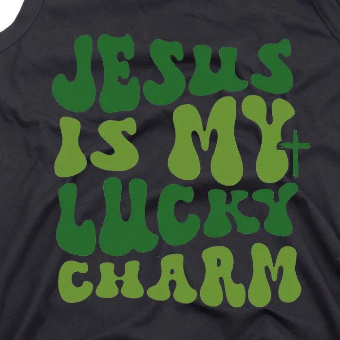 Jesus Is My Lucky Charm Groovy Christian St Patricks Day Tank Top