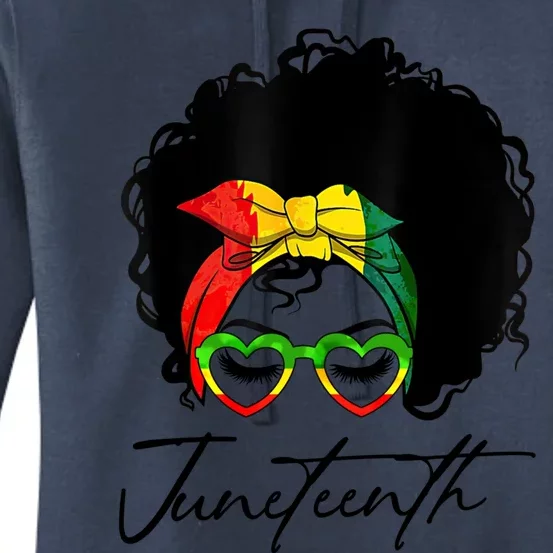 Juneteenth Is My Independence Day Black Messy Bun Funny Gift Women's Pullover Hoodie