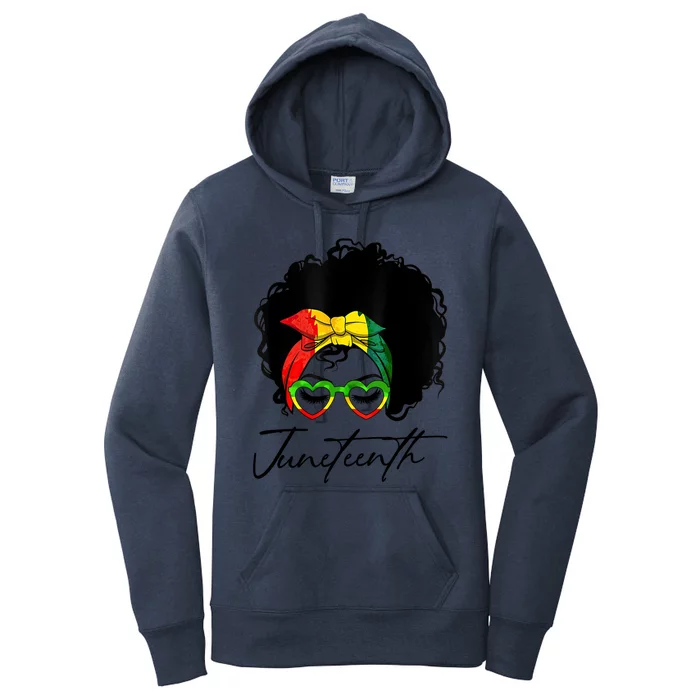 Juneteenth Is My Independence Day Black Messy Bun Funny Gift Women's Pullover Hoodie