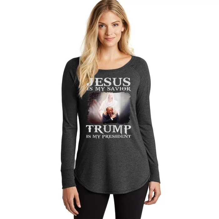 Jesus Is My Savior Trump Is My President Women's Perfect Tri Tunic Long Sleeve Shirt