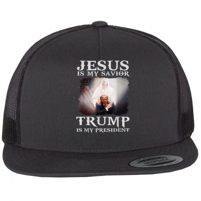 Jesus Is My Savior Trump Is My President Flat Bill Trucker Hat