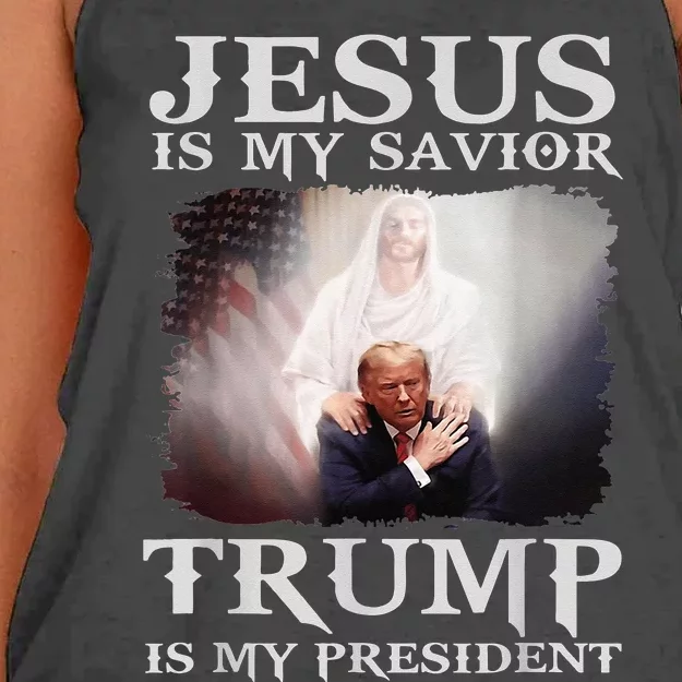 Jesus Is My Savior Trump Is My President Women's Knotted Racerback Tank