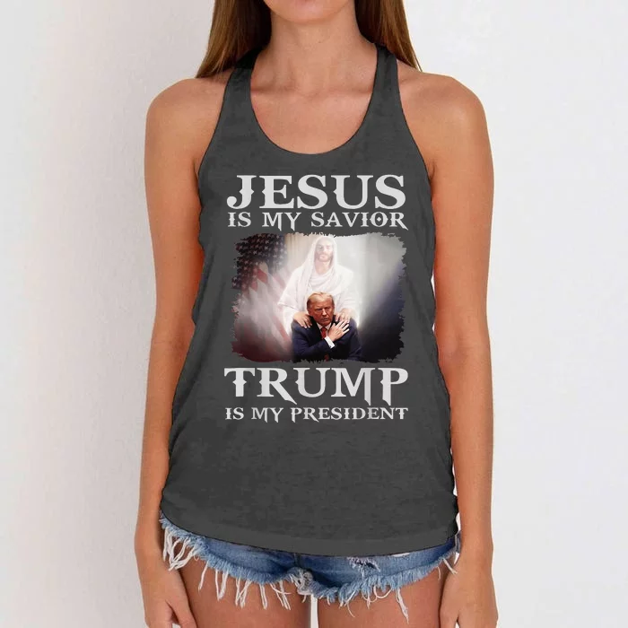 Jesus Is My Savior Trump Is My President Women's Knotted Racerback Tank