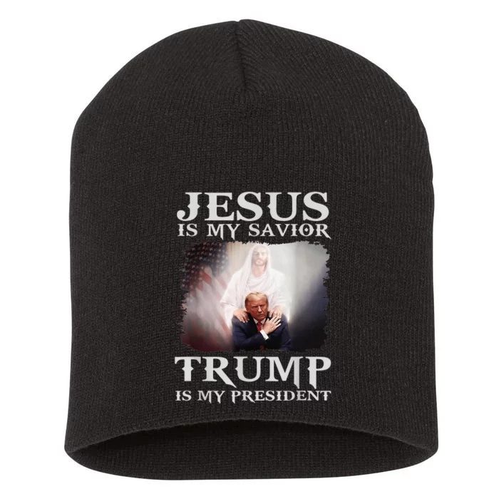 Jesus Is My Savior Trump Is My President Short Acrylic Beanie