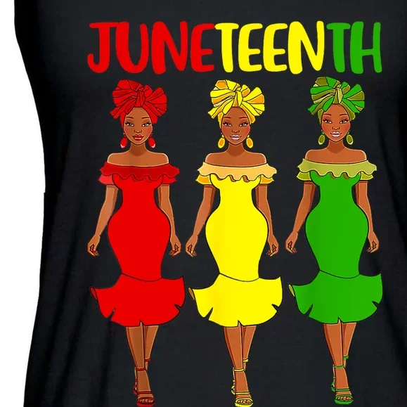 Juneteenth Is My Independence Day Afro Melanin Black Women Ladies Essential Flowy Tank