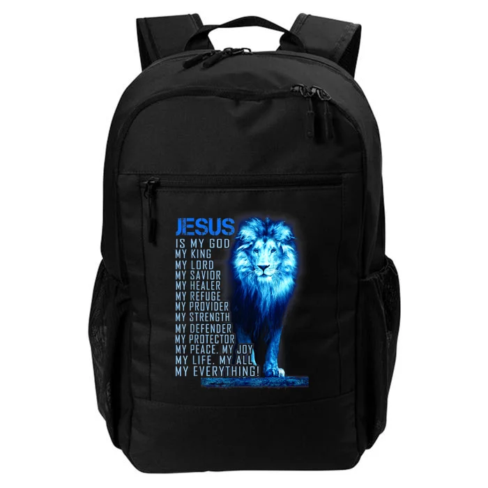 Jesus Is My God King My Lord My Savior Blue Lion Christian Daily Commute Backpack