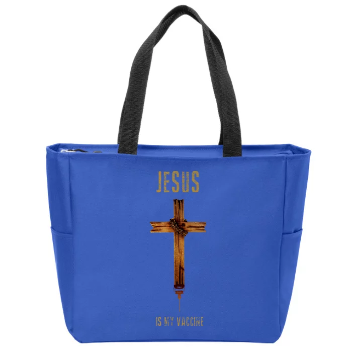 Jesus Is My Vaccine Anti Vax Vaxxer Zip Tote Bag