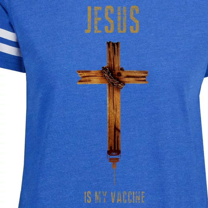 Jesus Is My Vaccine Anti Vax Vaxxer Enza Ladies Jersey Football T-Shirt