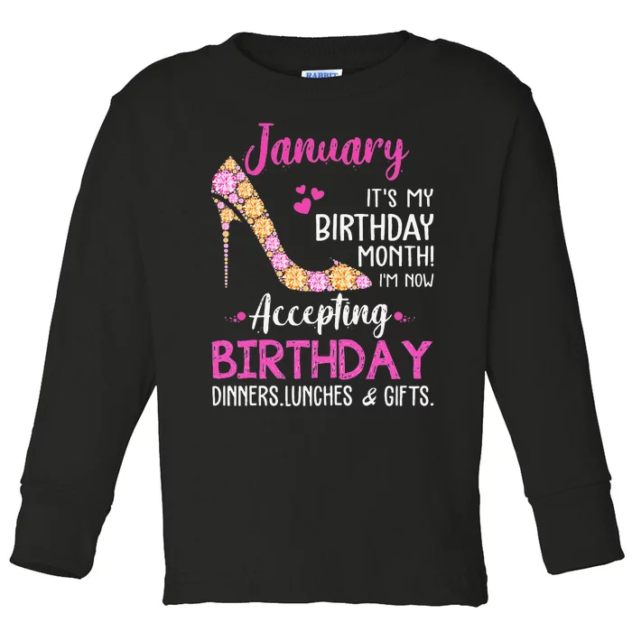 January It's my Birthday Month Wo Mom Wife Gifts Toddler Long Sleeve Shirt