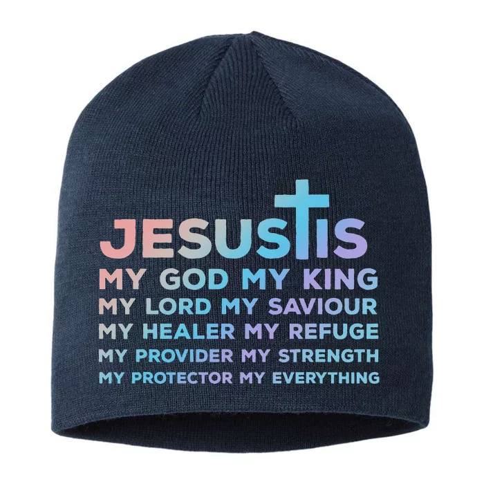 Jesus Is My God King Lord Saviour Healer Refuge 8 1/2in Sustainable Knit Beanie