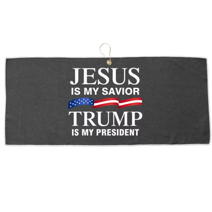 Jesus Is My Savior Trump Is My President Large Microfiber Waffle Golf Towel