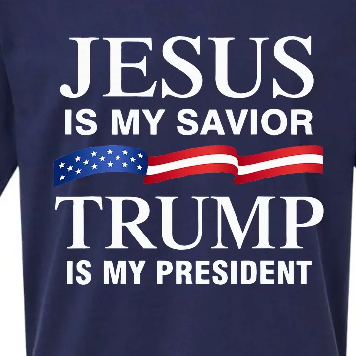 Jesus Is My Savior Trump Is My President Sueded Cloud Jersey T-Shirt