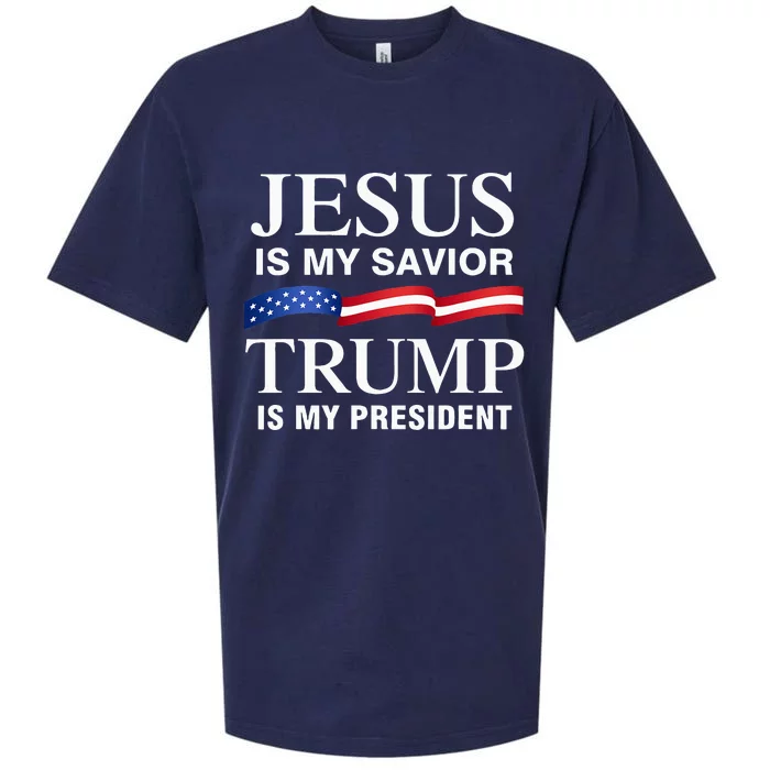 Jesus Is My Savior Trump Is My President Sueded Cloud Jersey T-Shirt