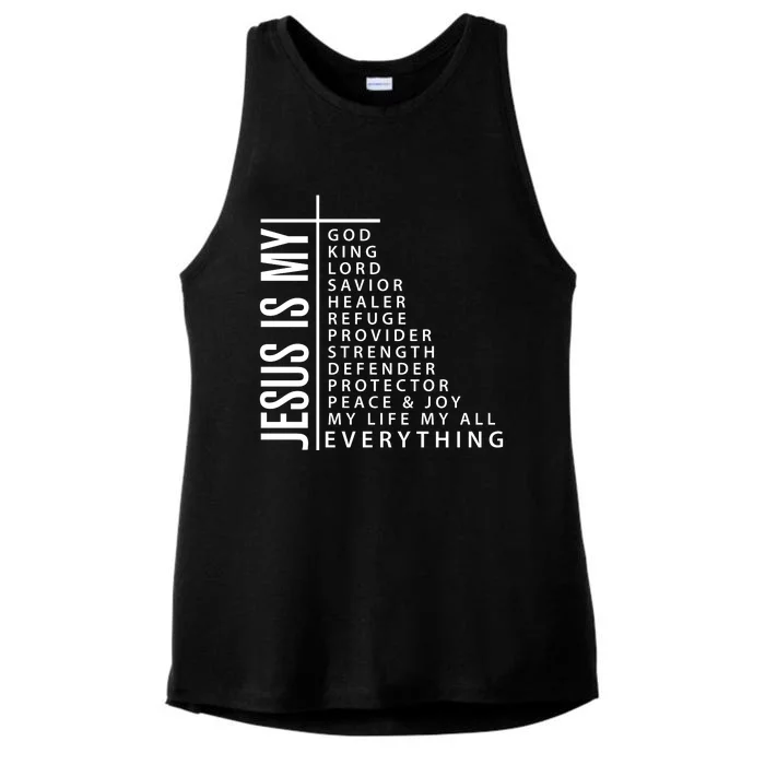 Jesus Is My God King Lord Savior Healer My Everything Ladies Tri-Blend Wicking Tank