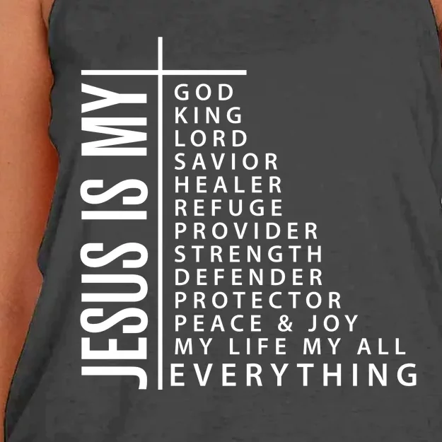 Jesus Is My God King Lord Savior Healer My Everything Women's Knotted Racerback Tank