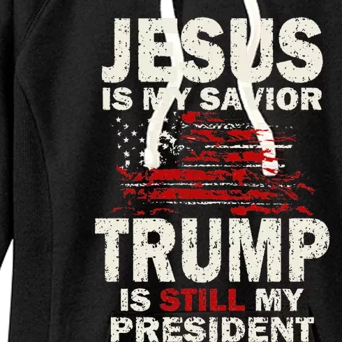 Jesus Is My Savior Trump Is Still My President Cute Women's Fleece Hoodie