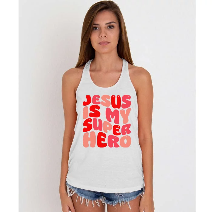 Jesus Is My Superhero Christian Religious Women's Knotted Racerback Tank