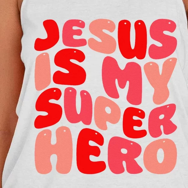 Jesus Is My Superhero Christian Religious Women's Knotted Racerback Tank