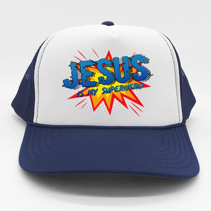 Jesus Is My Superhero Cute Powerful Christian Gift Comic Trucker Hat