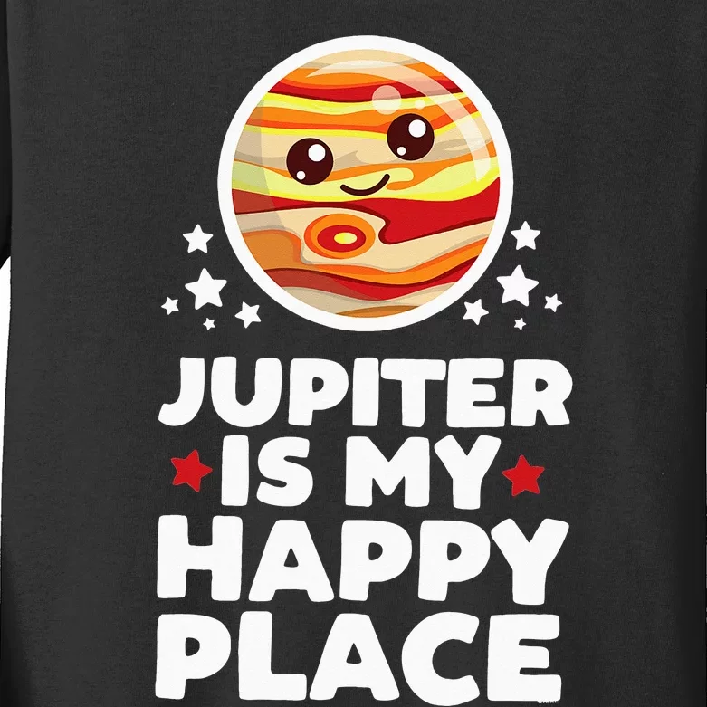 Jupiter is My Happy Place Kawaii Planet Cute Space Astronomy Kids Long Sleeve Shirt