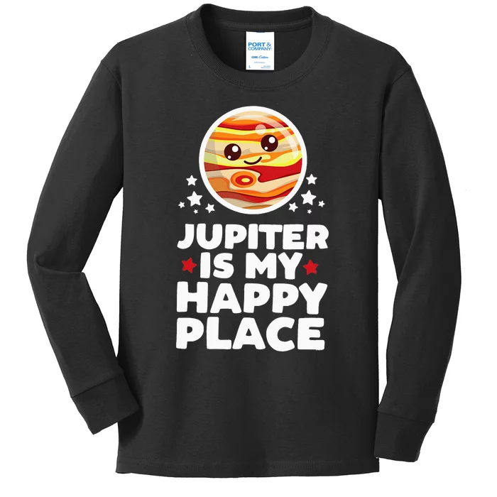 Jupiter is My Happy Place Kawaii Planet Cute Space Astronomy Kids Long Sleeve Shirt