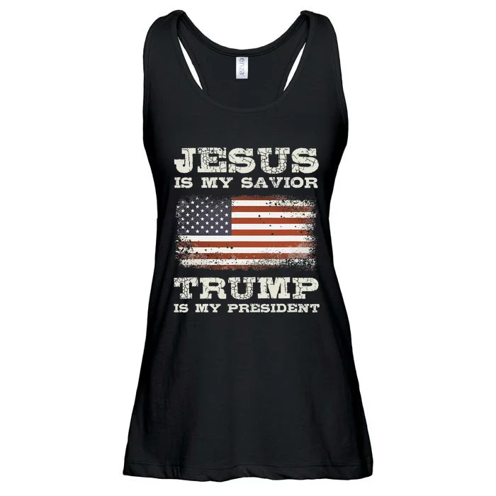 Jesus Is My Savior Trump Is My President Ladies Essential Flowy Tank