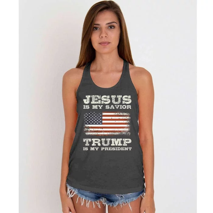 Jesus Is My Savior Trump Is My President Women's Knotted Racerback Tank