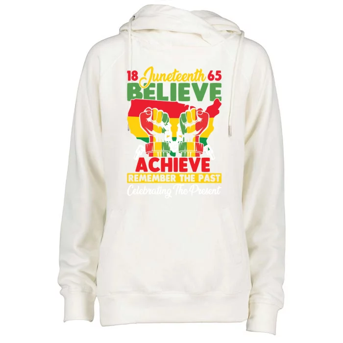 Junenth Is My Independence Day Believe Achieve Succeed Gift Womens Funnel Neck Pullover Hood