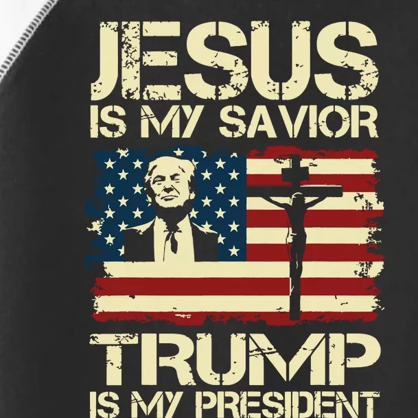 Jesus Is My Savior Trump Is My President Trump 2024 Usa Flag Toddler Fine Jersey T-Shirt