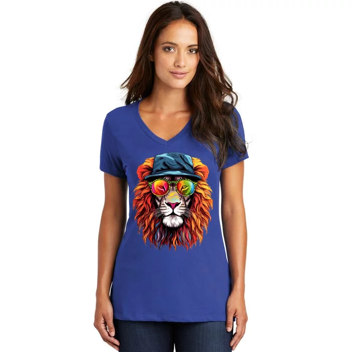 Junenth Is My Independence Day Lion Free Ish Since 1865 Gift Women's V-Neck T-Shirt