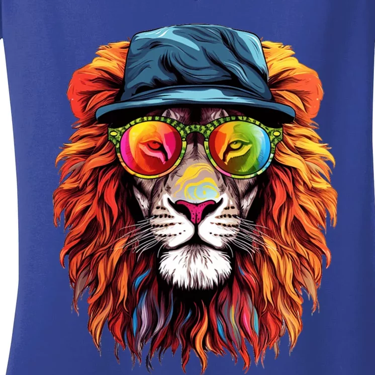 Junenth Is My Independence Day Lion Free Ish Since 1865 Gift Women's V-Neck T-Shirt